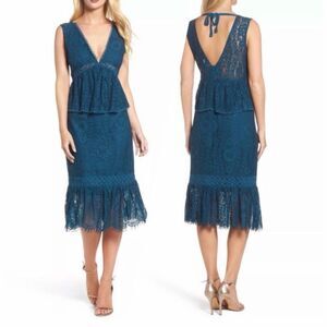 Foxiedox Emilia Lace Teal Midi Dress Size XS